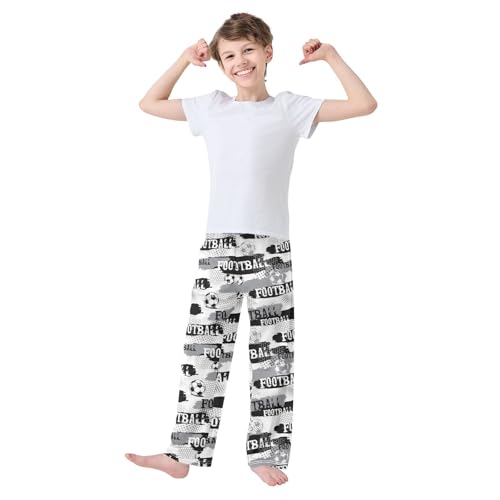 ZZXXB Football Retro Pattern Boys Long Pants Soft Trousers Elastic Waist Kids Lounge Bottoms with Pockets S-XL2