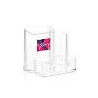 RAWR Clear Acrylic Makeup Brush Organizer – Versatile Cosmetic Brush Holder with 3 Slots, Makeup Storage Solution and Stylish Desk Organizer Accessory for Vanity, Desk, and More