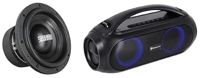 Sundown Audio SA-10 V.2 D2 Bundle: 10 in 2500-Watt Peak/1250-Watt RMS Dual 2-Ohm Car Subwoofer, GO Party MAX BASS Large Portable LED Bluetooth Speaker, 2-Items