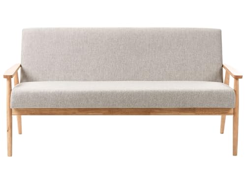 Divano Da Salotto A 3 Posti In Tessuto E Struttura In Legno Grigio E Marrone Chiaro Struttura In Legno Stile Retrò