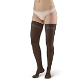 Ames Walker AW Style 4 Sheer Support 15-20 mmHg Moderate Compression Closed Toe Thigh High Stockings w/Top Band Black Large