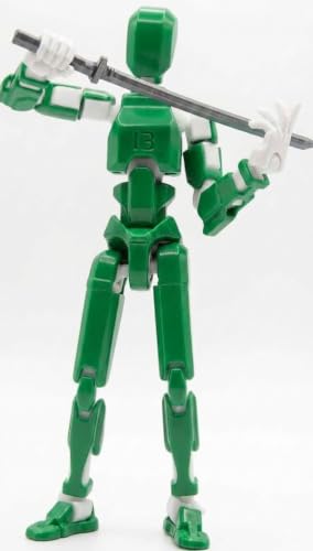 Image of (Do it Yourself) Action Figure Toys,DIY Assembly Dummy 13 Action Figures,Articulated Joints Robot,Gift Idea for Teens & Adults for 14+ (Green Armor White, Green Armor White)