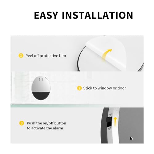 Goerpn 2 Pack Ultra Slim Vibration Alarm 130dB Window Alarm for Security, Shed, Door, Glass Break Alert, Home, Office, Dorm Room, RV