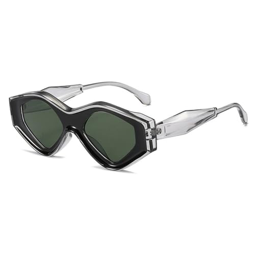 Lunettes de soleil bicolores vintage haut de gamme au design polygone