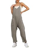 Trendy Queen Jumpsuits for Women Onesie Overalls Rompers Casual Summer Outfits Sleeveless Soft Loose Baggy Long Pants Jumpers 2023 Clothes, Greygreen, (EZtrd154)