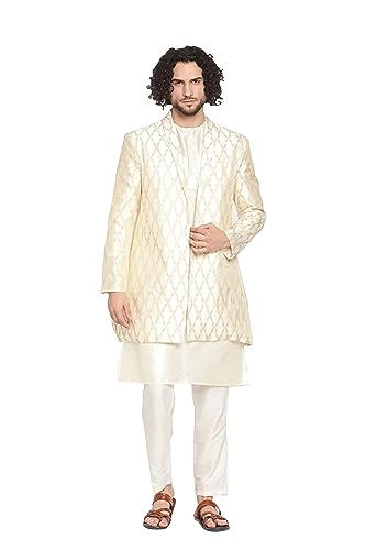 Vedanta Craft Men Button down Kurta with Jacket and Pyjama for Pooja/festivals/wedding/celebrations
