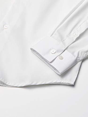 Calvin Klein Boys' Big Long Sleeve Slim Fit Dress Shirt, Style With Buttoned Cuffs & Shirttail Hem, White, 12 #TOP4