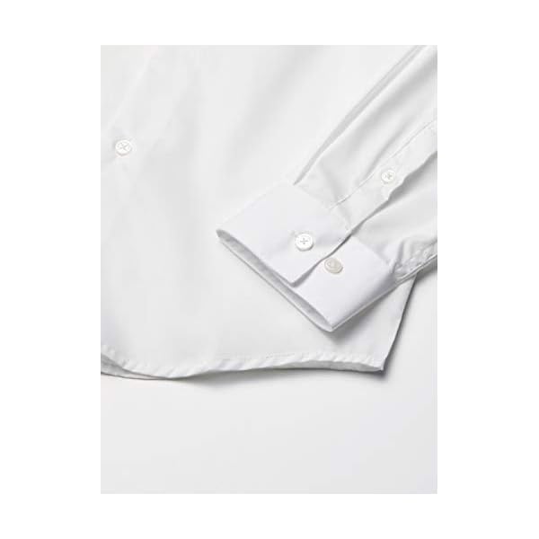 Calvin Klein Boys' Long Sleeve Slim Fit Dress Shirt, Style with Buttoned Cuffs & Shirttail Hem, White, 16 - Image 6