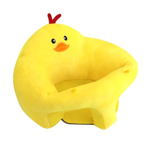 Image of Blublu Park Baby Support Seat Chair, Plush Cute Soft Animals Shaped Learning to Sit Chair Keep Sitting Posture Comfortable for Toddler, Yellow Duck