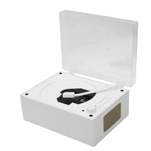 PUSOKEI Reproductor de CD Vintage con Altavoces Dobles, Reproductores de CD Portátiles Retro Nostálgicos Bluetooth con AUX y USB, Sonido Estéreo HiFi con Control Remoto (Blanco)