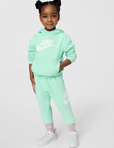 Image of Nike Kids' Sportswear Club Fleece Pullover Hoodie and Joggers 2-Piece Outfit Set (Large Swoosh Logo)