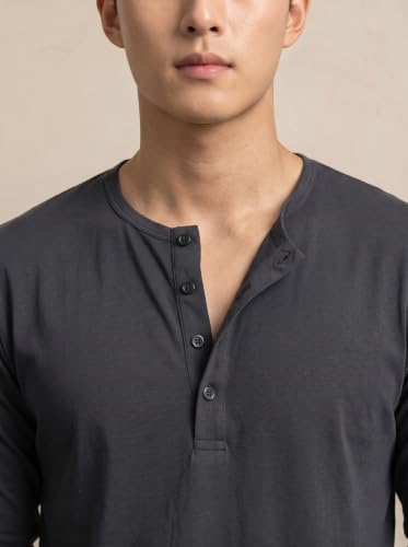 Image of BULLMER Men's Trendy Full Sleeve Henley Neck T-Shirt | Cotton Blend Solid Casual Tee | Stylish Menswear for Everyday | Sizes S to 2XL - Pack 1