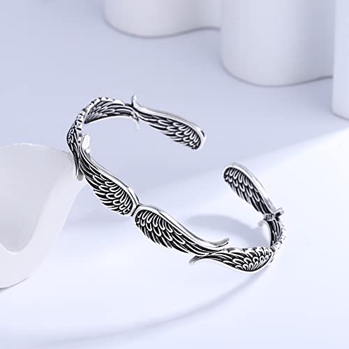 Yuraoer Vintage Angel Wings Bracelet Bangle - Adjustable Silver Plated Copper Guardian Angel Wing Couple Bracelets For Women Men Romantic Valentines Day Girlfriend Gifts (2) #TOP5