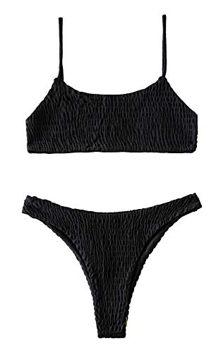 Mumentfienlis Women's Two Piece Solid Color Bikini Swimsuit