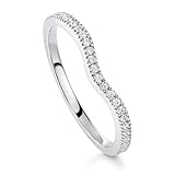 BERRICLE Rhodium Plated Sterling Silver Cubic Zirconia CZ V Shaped Curved Half Eternity Ring