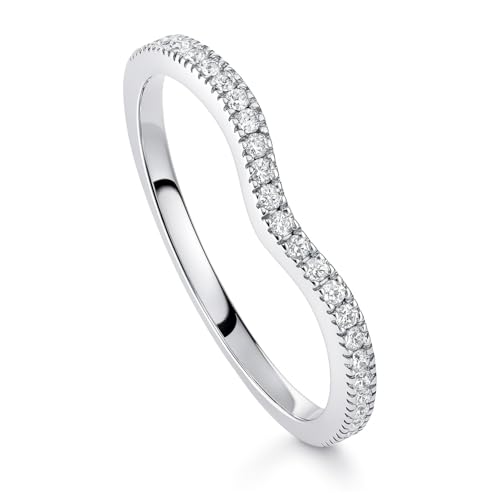 BERRICLE Sterling Silver Wishbone Rings Stackable Curved Half Eternity Band Ring for Women, Micro Pave Set Round Cut Cubic Zirconia CZ