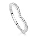 BERRICLE Rhodium Plated Sterling Silver Cubic Zirconia CZ V Shaped Curved Half Eternity Ring