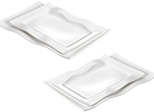 MALACASA, Series Flora, Dinner Plate Set with 1-Piece 11" Rectangular Plate and 1-Piece 13.25" Rectangular Plate Serving Platters Tray, Set of 2