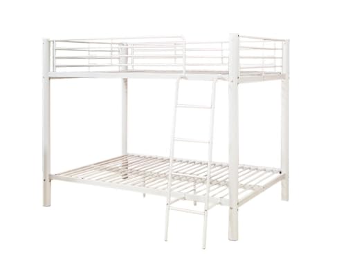 S & S Saldos y Stocks Litera de Matrimonio Doble Metalica 135cm Blanco