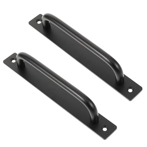 Hoement 2個 アルミ合製ドアハンドル ブラック 玄関 浴室 家具用 引き戸対応 抗摩耗性 滑らかで快適な握りやすさ 多用途設計