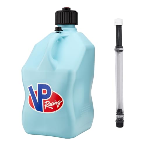 VP Racing 3632-CA 5.5-Gallon Square Motorsport Jug Sky w/ 14 Deluxe Hose Close-Trimmed Cap and Neck for Tight Seal (1 Pack)