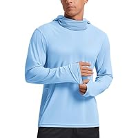 PINSPARK Men's UPF 50+ Long Sleeve Sun Shirts with Face Mask (Light Blue)