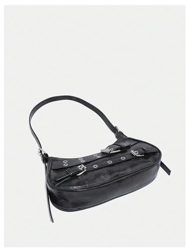 GORGLITTER Women's Buckle Shoulder Bag Y2k Leather Handbags Purse Purse PU Leather Clutch Handbag3