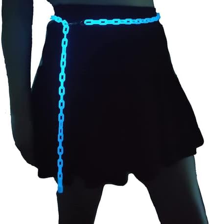 Vista 3 de Cinturón de cadena colorido Joyería de cadena para festivales rave, conciertos, fiestas 16 colores brilla en la oscuridad Reactivo UV Lima