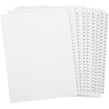 Yeaqee 1-200 Numbered Tab Dividers Un-Punched Letter Size 8.5 x 11 Inch Paper Page White Binder Index Dividers for Office Documents Files White,1 Set