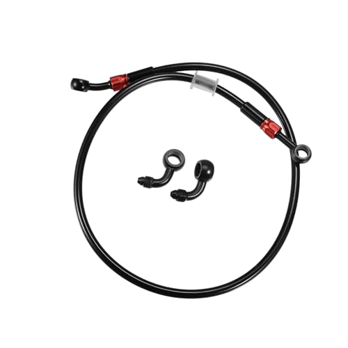 Motoforti - Motoforti Brake Hose AN3 28 90 Degree M10x1.0 Motorcycle Hydraulic Brake Line Oil Hose Pipe Fitting for ATV Motorcycle Motocross 70cm Black Red 1 Set Long-lasting