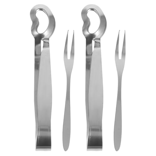 LALADEFIEE Lot De 4 Pinces Et Fourchettes À Escargots En Inox Pour Servir Escargots Fruits De Mer Ustensiles Cuisine Maison Restaurant