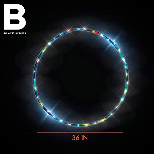 BLACK SERIES 36" Light-Up Hula Hoop, LED Glow, Perfect Size for Kids Or Adults, On/Off Switch, Fitness & Exercise Toy, Indoor & Outdoor Playground Game, Age 8+