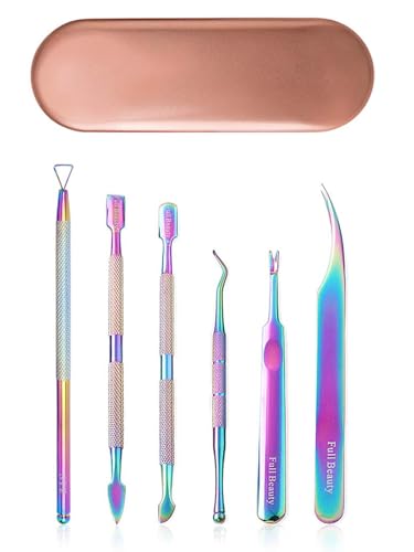 TOROKOM 6PCS Nagelhautschieber-Set, professionelles Maniküre- und Pediküre-Werkzeugset aus Edelstahl mit zwei Enden für die Nagelpflege, Schönheitspflege, Reinigung von Fingernägeln und Fußnägel
