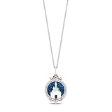 Jewelili Enchanted Disney Fine Jewelry 100 Years Celebration Castle Pendant Necklace for Women | 14K Rose Gold over Sterling Silver | 1/8 CTTW White Diamonds | 18' Cable Chain |Princess Gifts for Her