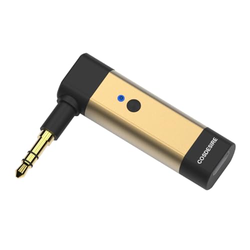 COSDESIRE Wireless Aluminum Bluetooth 5.3 Transmitter Adapter with 3.5mm Male Jack and Double Links for TV, Airplane, CD player, Compatible with Bluetooth Headphones, Speakers, Soundbar, Receiver