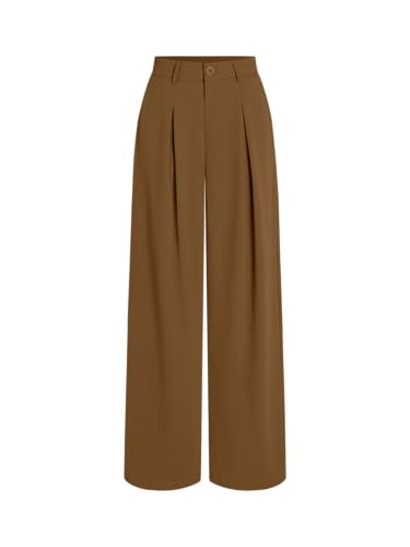 CIDER Milk Tea Pleated Wide Leg Trousers