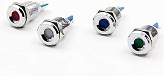 Waterproof Metal Flat Round 10mm LED Lamp Signal Pilot Light Red Yellow Blue Green White - (Color: White/Voltage: 220V)