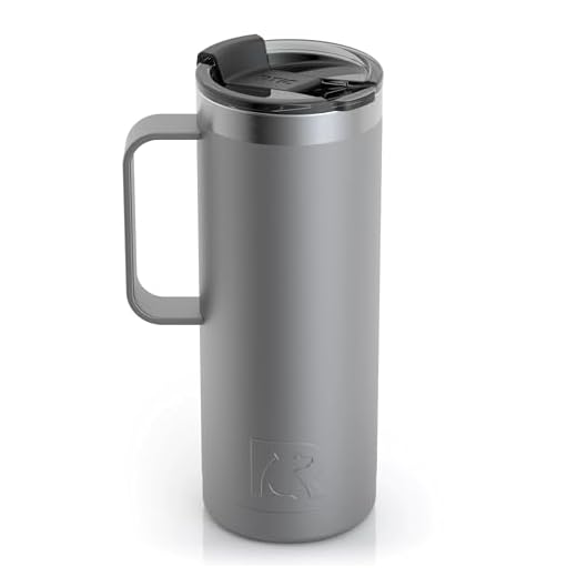 RTIC 20 oz Coffee Travel Mug with Lid and Handle, Stainless Steel Vacuum-Insulated Mugs, Leak, Spill Proof, Hot Beverage and Cold, Portable Thermal Tumbler Cup for Car, Camping, Graphite