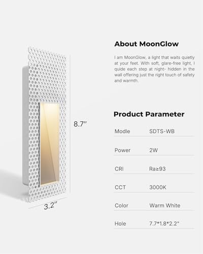 Image of SCON Recessed Step Light Hardwiring, 2W LED Rectangle Skirting Wall Light 3000K Warm White, Invisible Stair Lights Indoor, Recessed Wall Night Light, Trimless Design for Hallway, Stairway, Bedroom 4P
