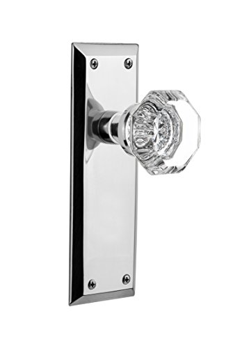 Nostalgic Warehouse New York Plate with Waldorf Crystal Knob, Double Dummy, Bright Chrome Nostalgic Warehouse New York Plate with Waldorf Crystal Knob, Double Dummy, Bright Chrome