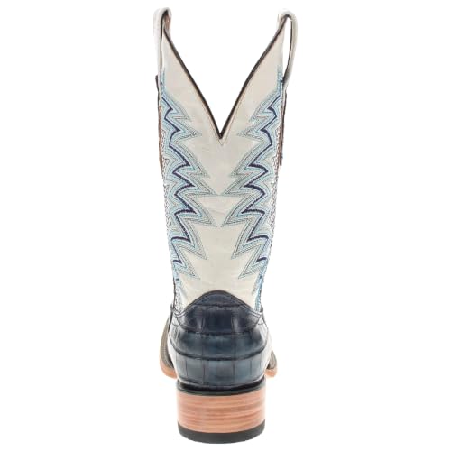 Image of Vaccari Men's Navarro Genuine Alligator Tail Leather Broad Square Toe Cowboy Boots