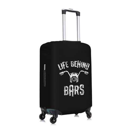 Life Behind Bars Motorcycle Biker Travel Luggage Cover Suitcase Protector Fits 29-32 Inch Case(Black,XL)2