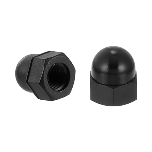 uxcell M10x1.5 Acorn Cap Nuts, 25Pcs Nylon Dome Cap Head Acorn Nut Hardware Nuts for Bolt Cover, Black