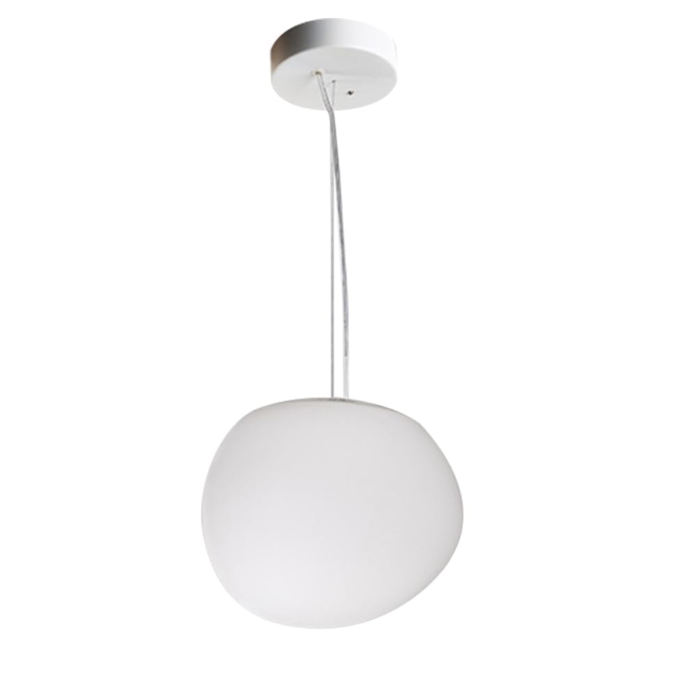 Lampa wisząca z białej szklanej kuli, żyrandol w kształcie ciepłego kamienia gęsi, oświetlenie dekoracyjne w restauracji wiszące światło, G9 / E27, nowoczesne minimalistyczne lampy wiszące do