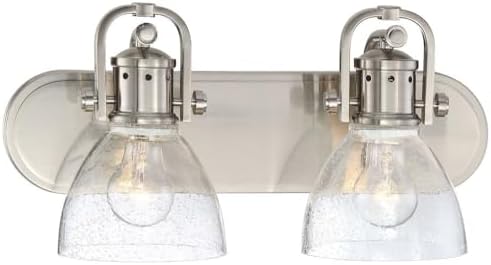 Minka Lavery Wall Light Fixtures 3412-84 Wall Bath Vanity Lighting, 2-Light 200 Watts, Brushed Nickel