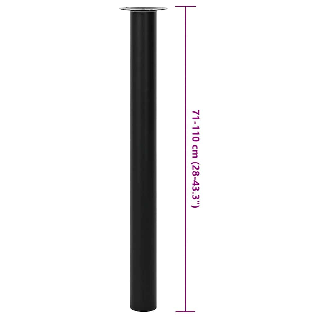 Lot de 2 pieds télescopiques noirs 710-1100 mm réglables en hauteur pour table à manger, plan de travail, bureau, meubles, fixation stable, montage facile, pied de rechange