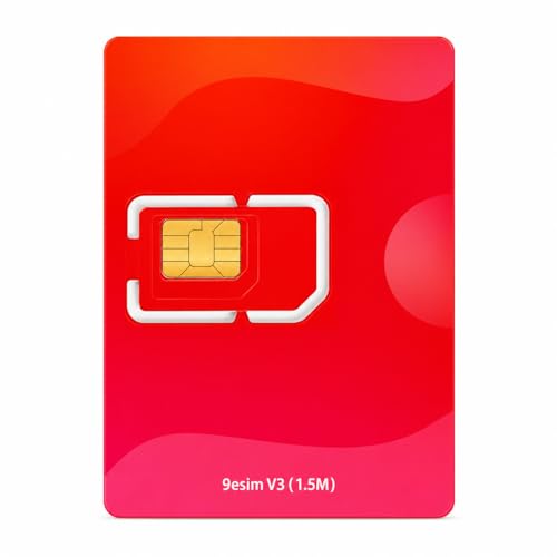 9ESIM V3 Flagship eSIM Card for Unlocked Android SIM to eSIM Adapter 50 Profiles + 1GB Free Data STK Menu Unlimited Downloads Pre-Cut Nano/Micro/Standard Global Travel in USA/Europe/Japan/China