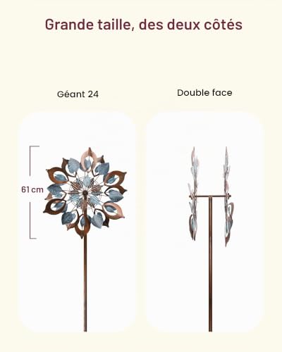 Grand Moulin à Vent en métal pour extérieur, Jardin et Sculptures de 213,4 cm, moulins à Vent cinétiques pour décoration de Cour, Cadeaux d'anniversaire pour Femme – vue 3