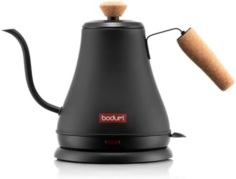 Bodum Bollitore Elettrico Melior - 0,8L, 1000W, Becco Lungo - Riscaldamento Rapido e Versamento Precico - Nero