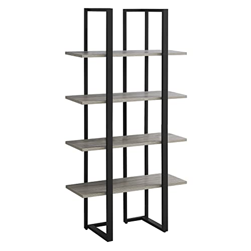 Monarch Specialties I Bookcase-60 H Black Metal, Dark Taupe #TOP15